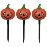 LED Lighted Jack-O-Lantern Halloween Pathway Markers - Clear Lights - Set of 3